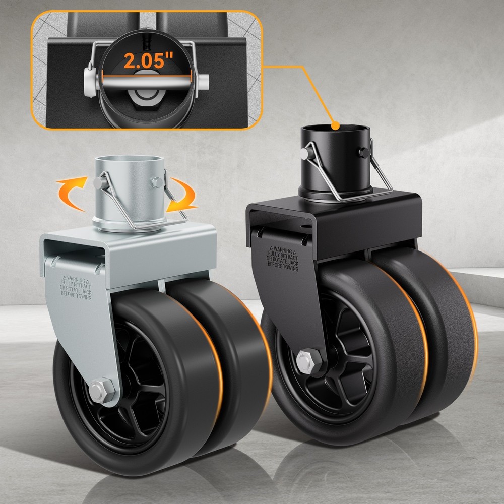 2500lbs Dual 6" Swivel Jack Trailer Caster with Reinforced Bracket&Spoked Wheels