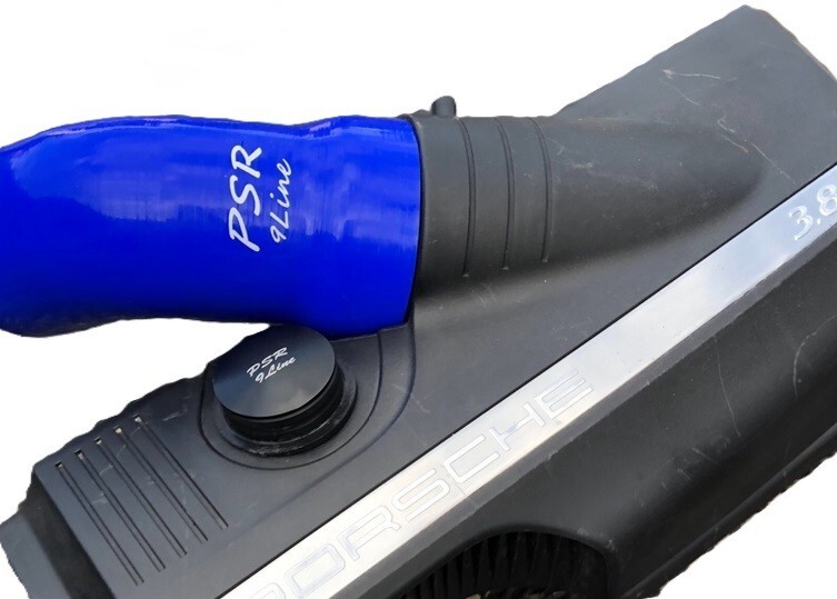 Porsche 997 Resonator Delete Air Box Modification with Blue Induction Pipe Plug