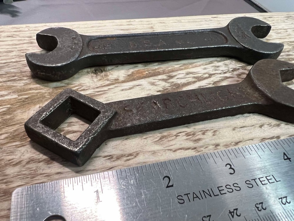 2 x VINTAGE TOOLS - “SEARCHLIGHT” SPANNER & BSA No.6 double ended spanner