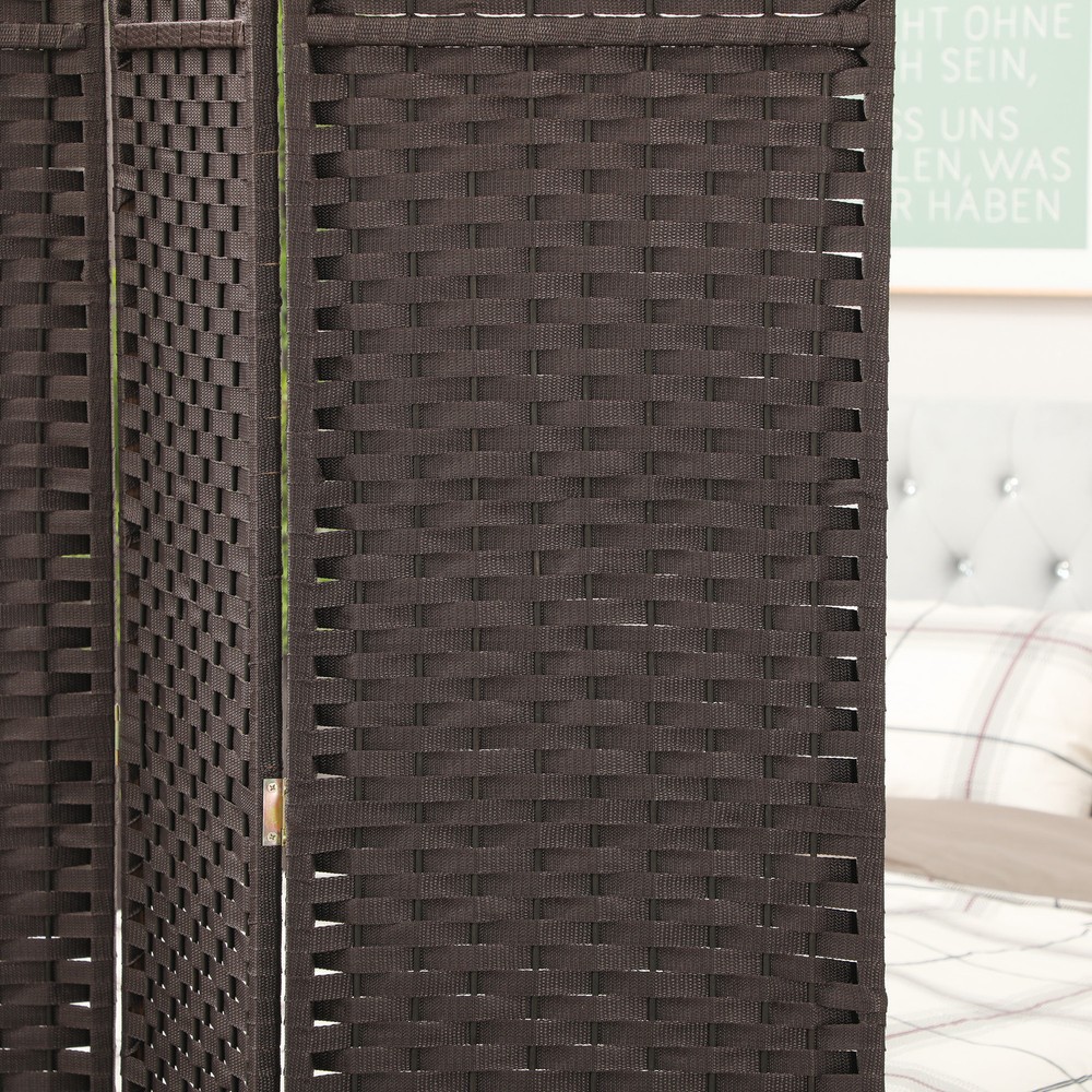 8 Panel Room Divider Freestanding Folding Privacy Screen Brown