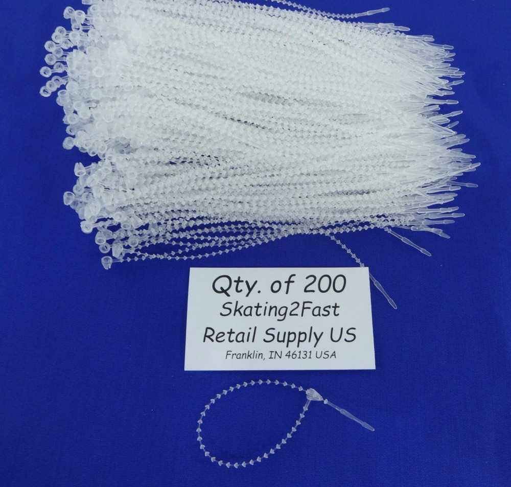 200 Clear 5" Adjustable Security Loop Tagging Fasteners Lock Pin Tag Cable Tie