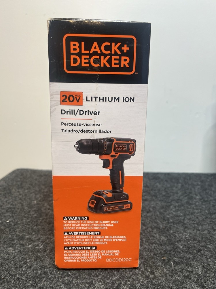 Black+Decker 20V Drill Driver BCDCD120C Lithium Ion Kit New Sealed