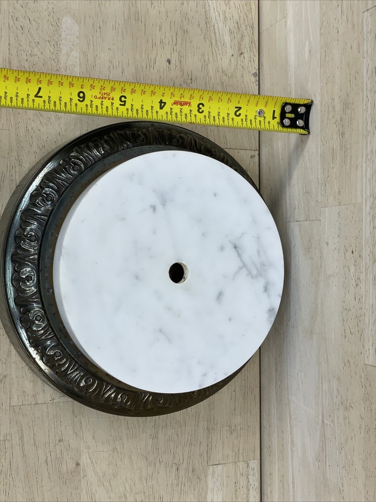 Lamp Base Table Electric MARBLE & BRASS 8" Vintage