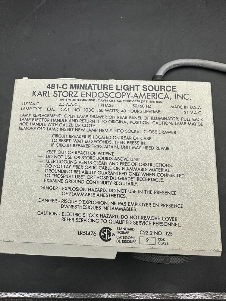 Karl Storz 481-C Endoscope Miniature Light Source