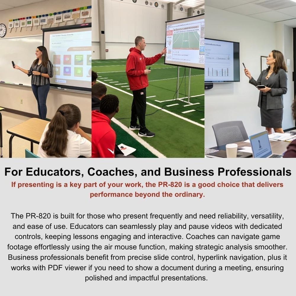 PR-820 Wireless Presentation Clicker RF Laser Pointer for Mac Windows