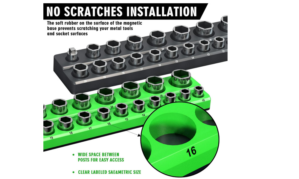 Magnetic Socket Organizer Holder Set For Tool Box Drawer, Toolbox Organization I