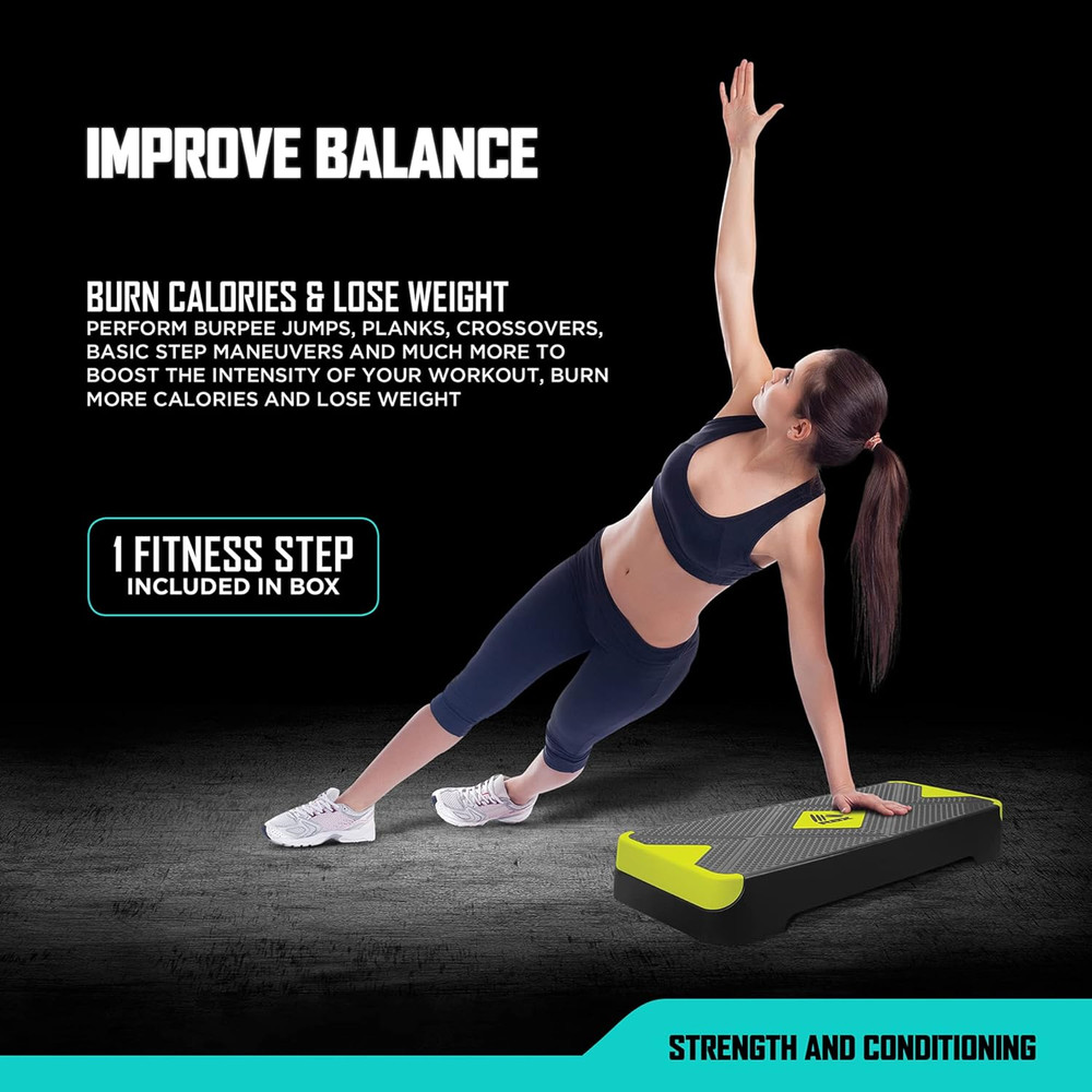 Aerobic Step Platform with Non-Slip Textured Surface -2-Level Adjustable Stepper