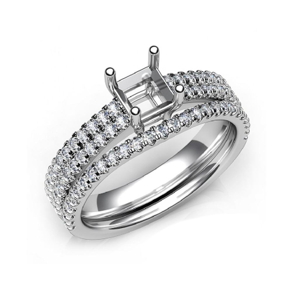 Semi Mount Ring Setting Cushion 6mm  925 Sterling Silver