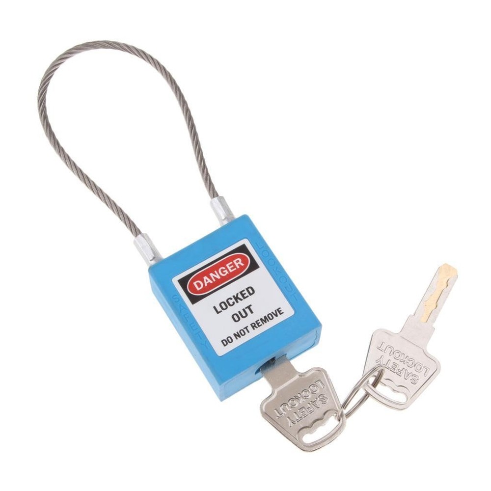 Padlock Lock Keyed Cable Padlock and label, High