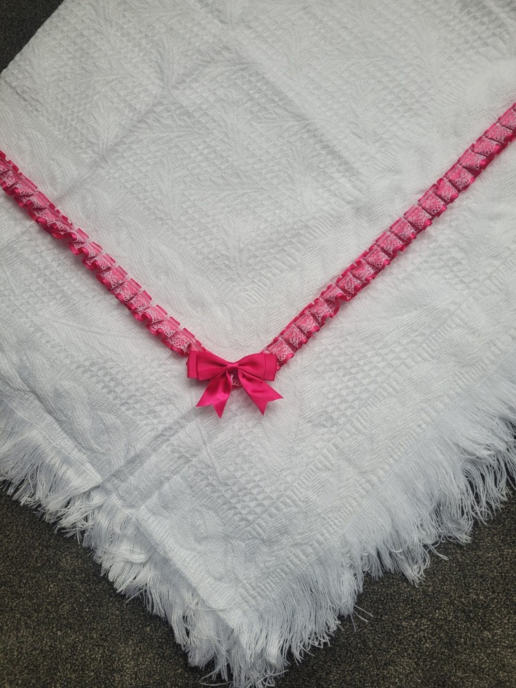 crown Personalised Name WHITE Baby's Shawl or plain
