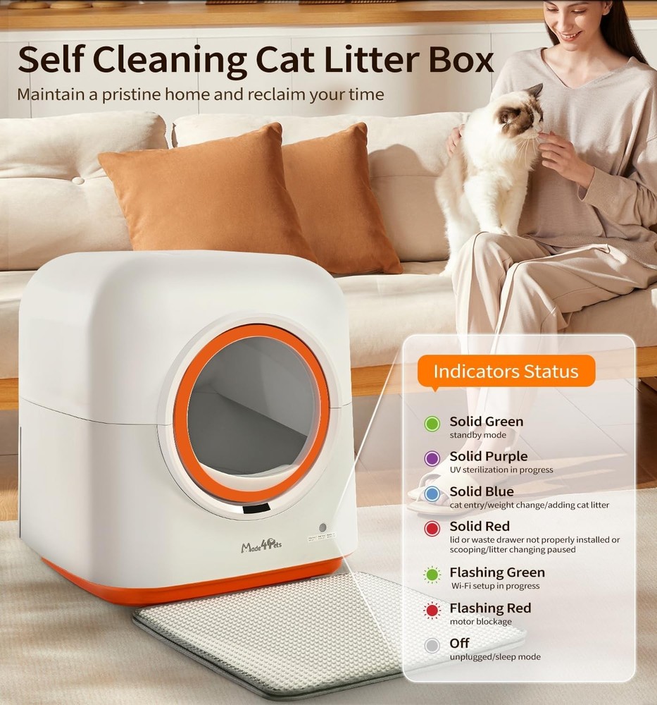 Made4Pets Self-Cleaning Litter Box, Automatic Cat Litter Box with APP Control