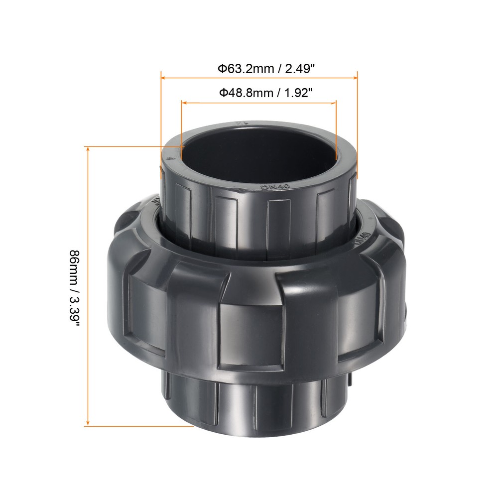 UPVC Pipe Fitting 1-1/2" Program Socket 80 Straight Attachment Grey