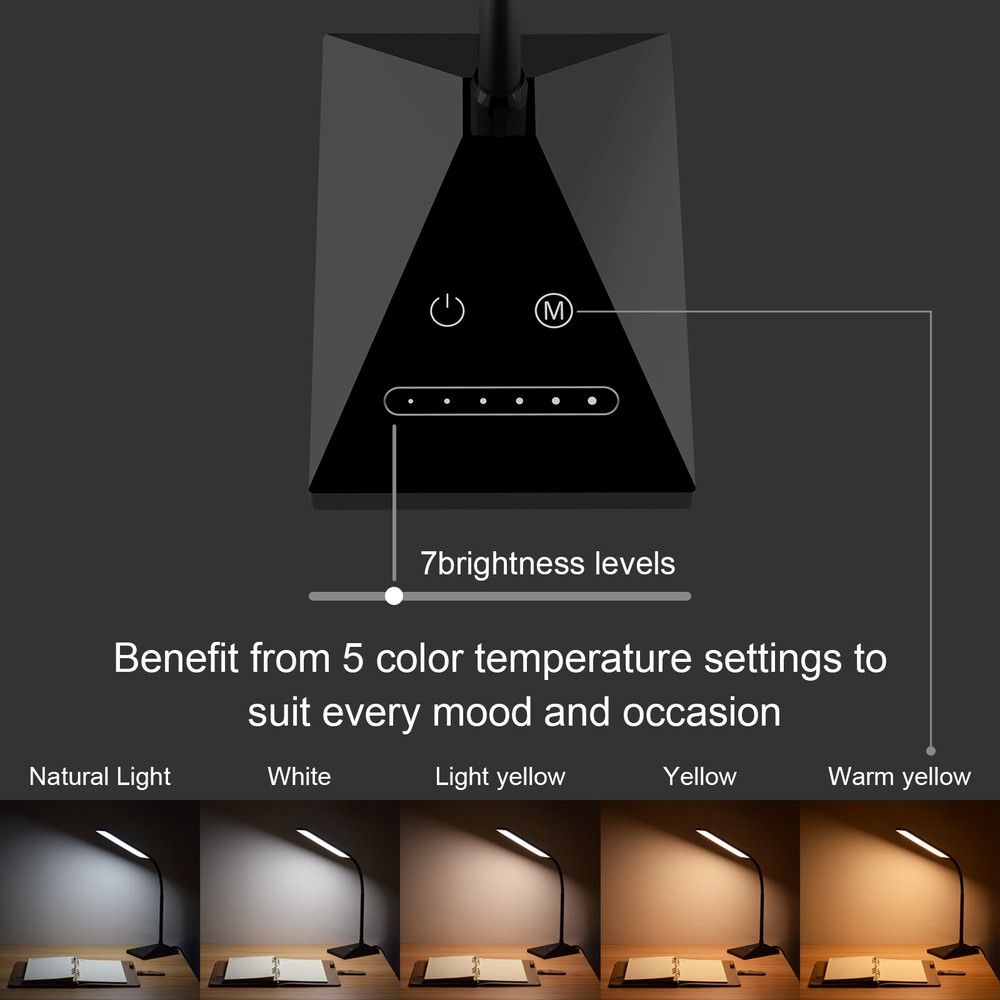 5 Modes 72 LED Touch Sensor Desk Lamp Table Light Eye-Caring Reading USB Port