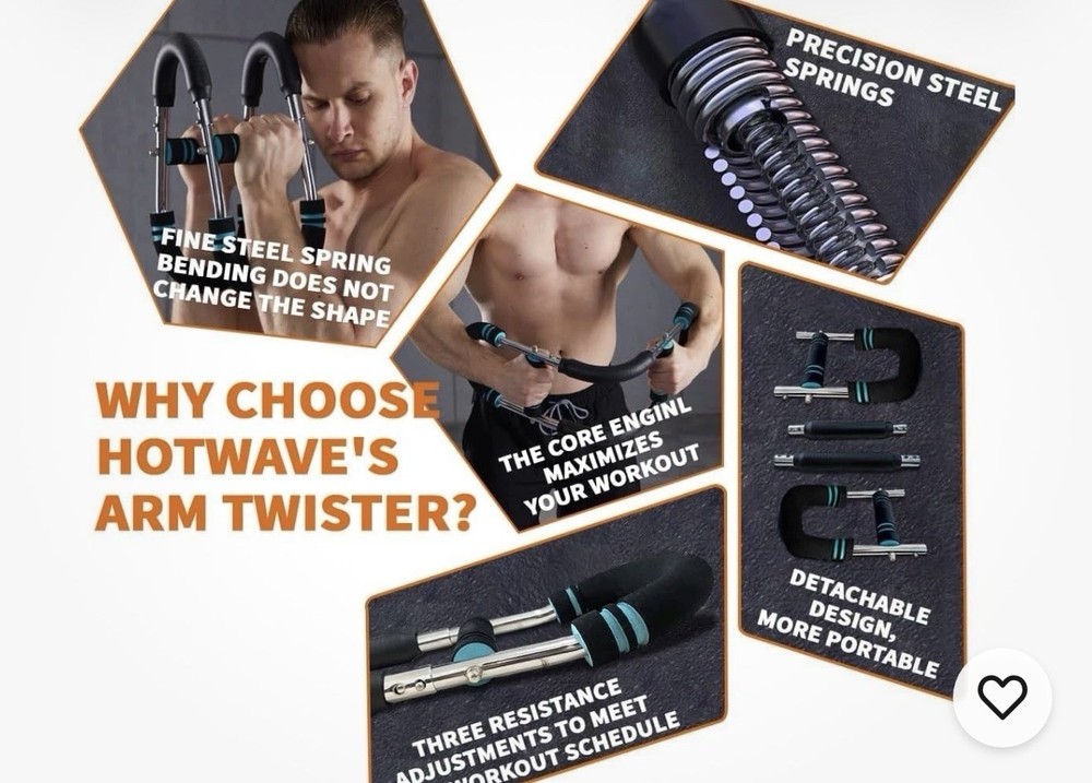 HOTWAVE Twister Arm Exerciser | Adjustable Spring Workout Bar | Forearm & Che...