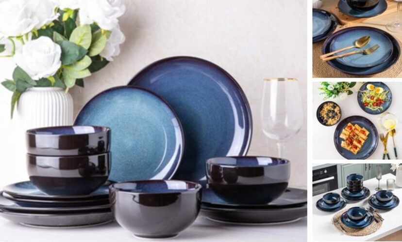 Ceramic Dinnerware Sets for Dreamy Moonlight-Blue Service for 4-12pcs