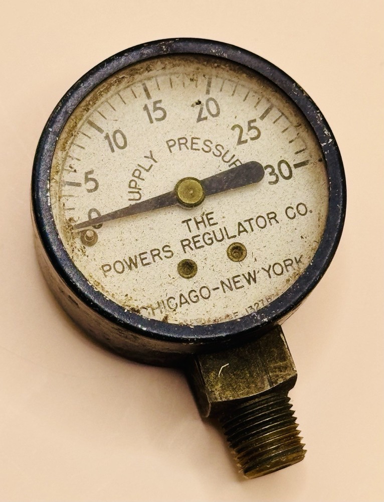 Vintage The Powers Regulator Co. Supply Pressure Gauge Untested
