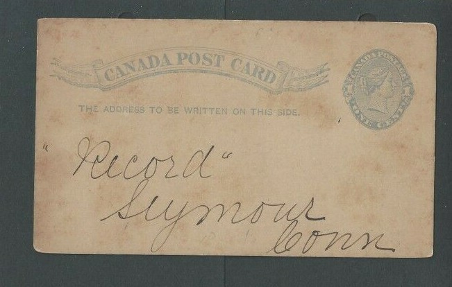 1889 Canada One Cent Gray-Blue To USA
