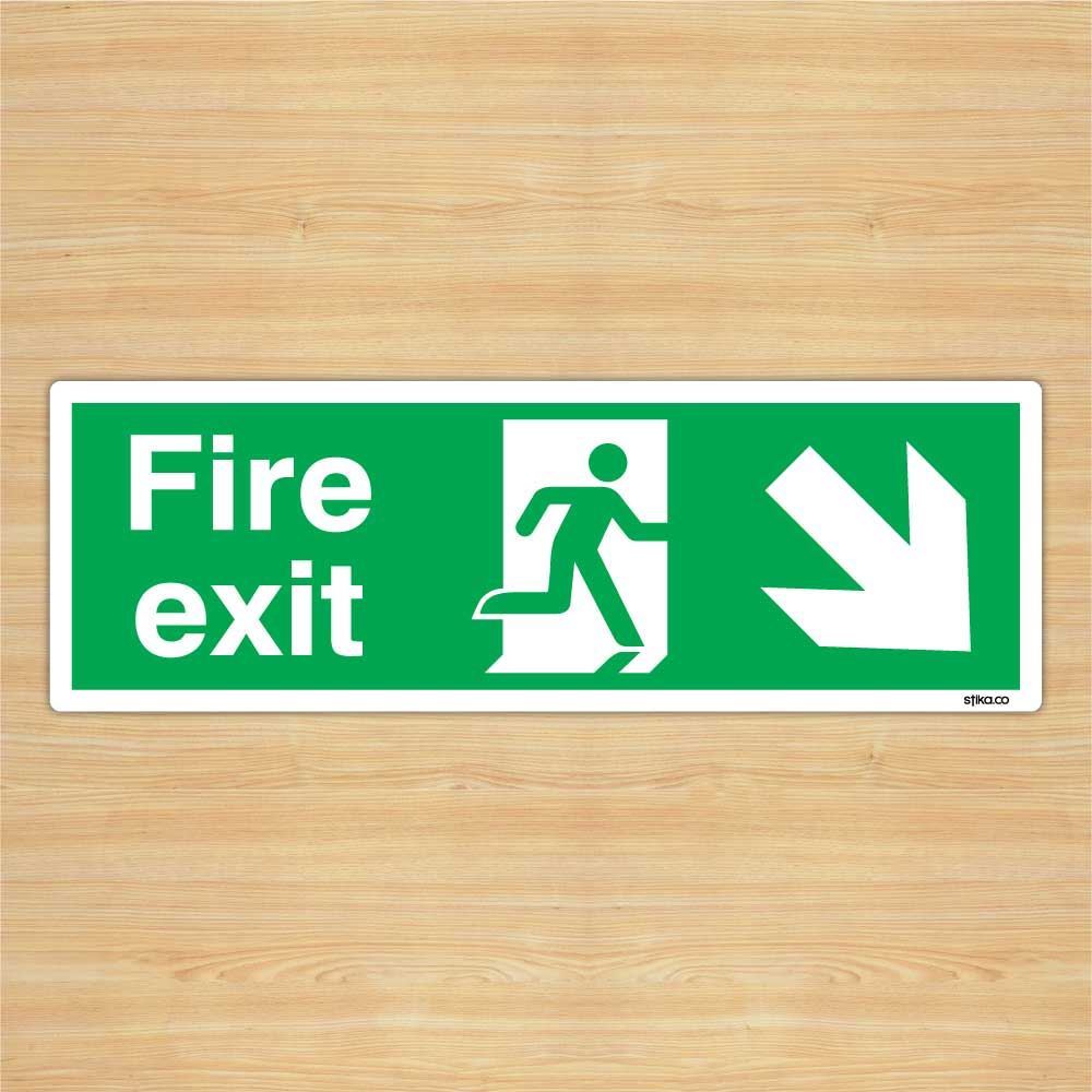 Fire Exit directionSign Safety Sticker (45x15cm) by stika.co