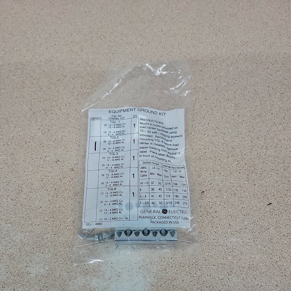 (1) New GE TGL2 Equipment Ground Kit, one screw missing  (bb)