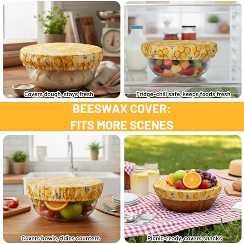 2Pcs Beeswax Bowl Covers, Reusable Sourdough Proofing Covers for Bread Baking,