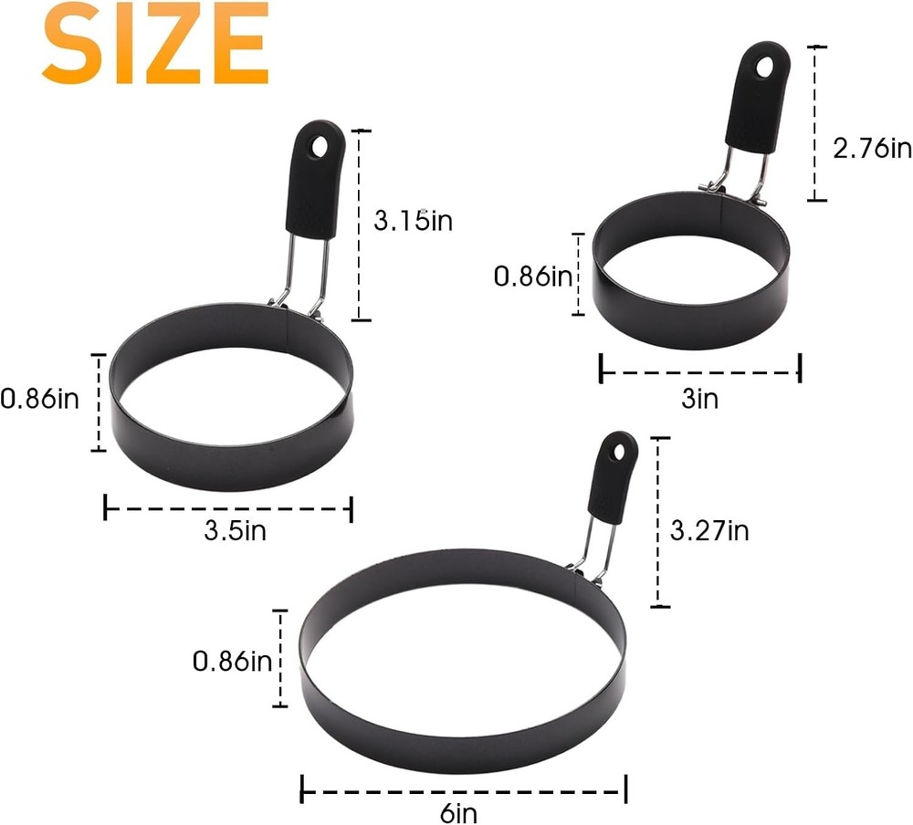 Egg Ring Set 6 Pack Stainless Steel Multi-Use Cookware Kitchen Gadgets