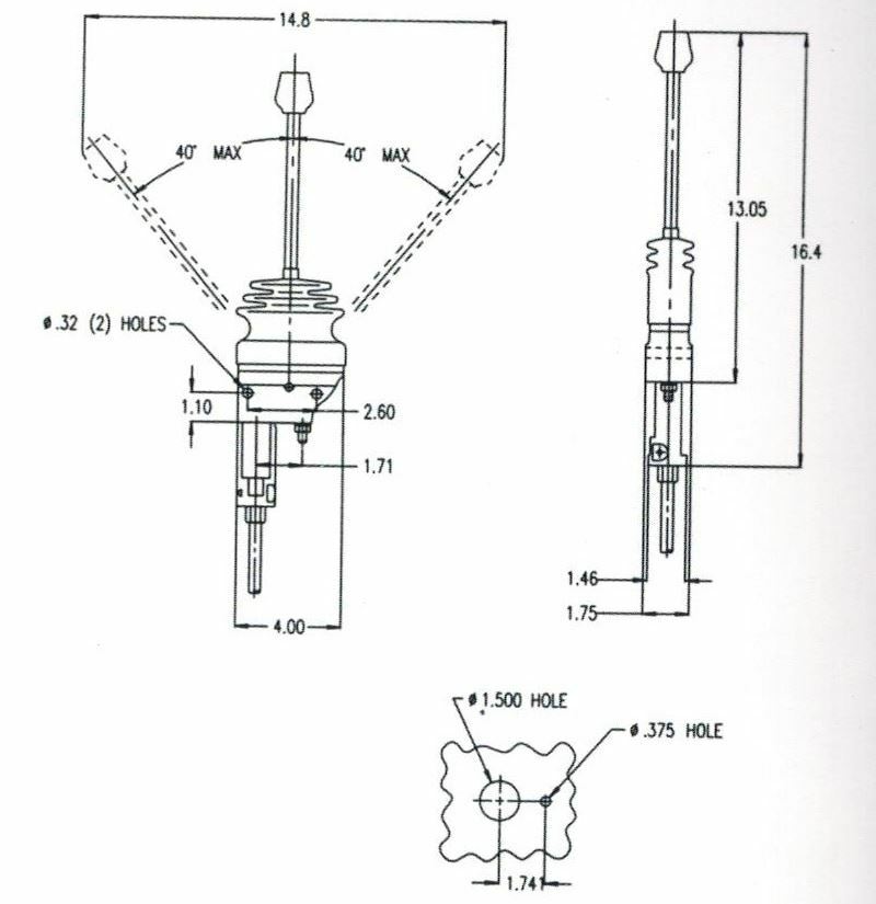 Cable Control Lever, Remote Valve Operator, 1-1/2" Travel, 64-00013
