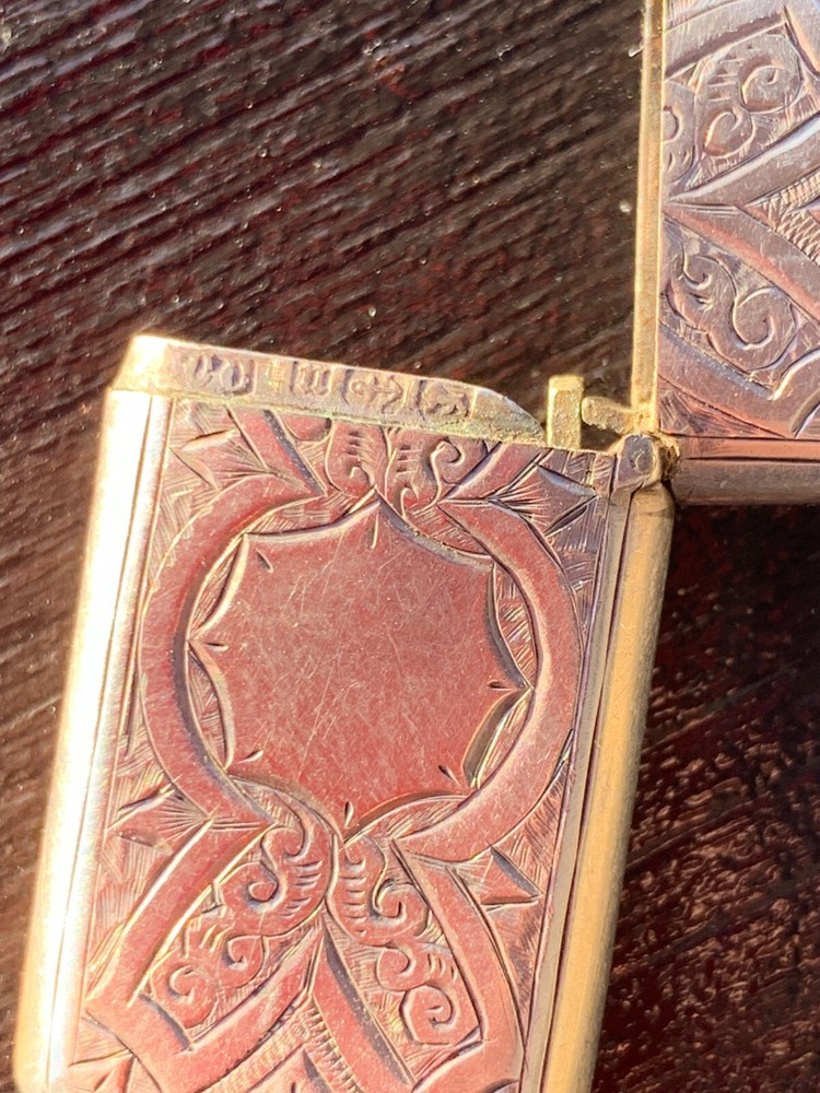 Small Victorian silver engraved vesta case, Birmingham 1887