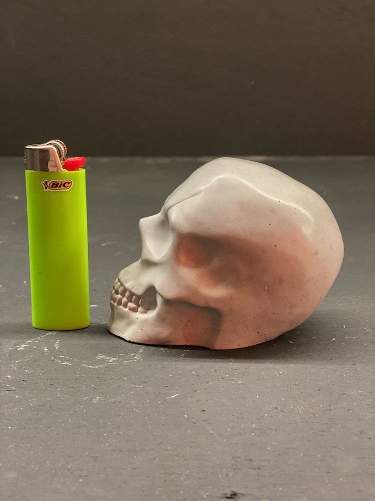 Handmade Concrete Skull Figure