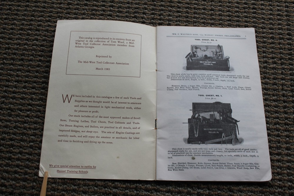Wm P Walter's Sons - Tool Chests Scroll Saws - Reprint