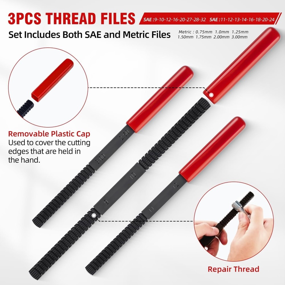 61Pcs Thread Restorer Kit, Rethread Repair Tool, UNC UNF &MetricThread Chaser...
