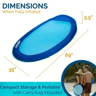 SwimWays Spring Float Inflatable Pool Lounger with Hyper-Flate Valve Blue