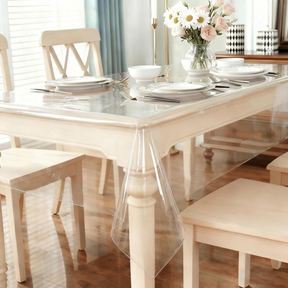 Clear Plastic Tablecloth Protector 55"x70" Waterproof Vinyl Table Cover Dining