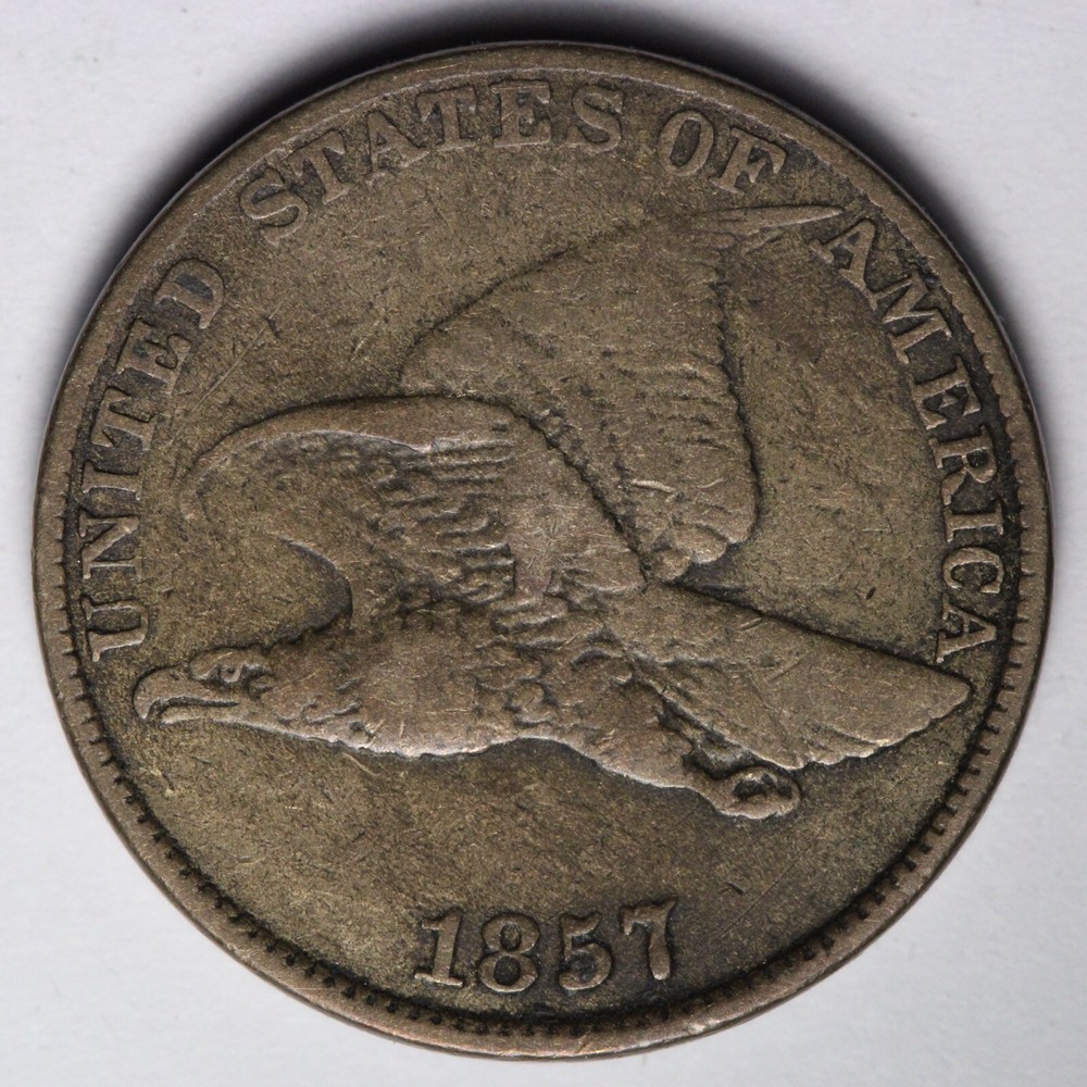 1857 Flying Eagle Cent Penny VF+ E123 QWMK