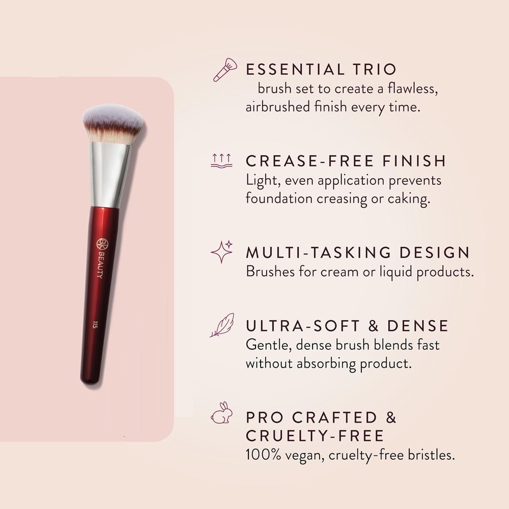 BK Beauty 115 Core Complexion Trio Makeup Brushes Foundation Concealer