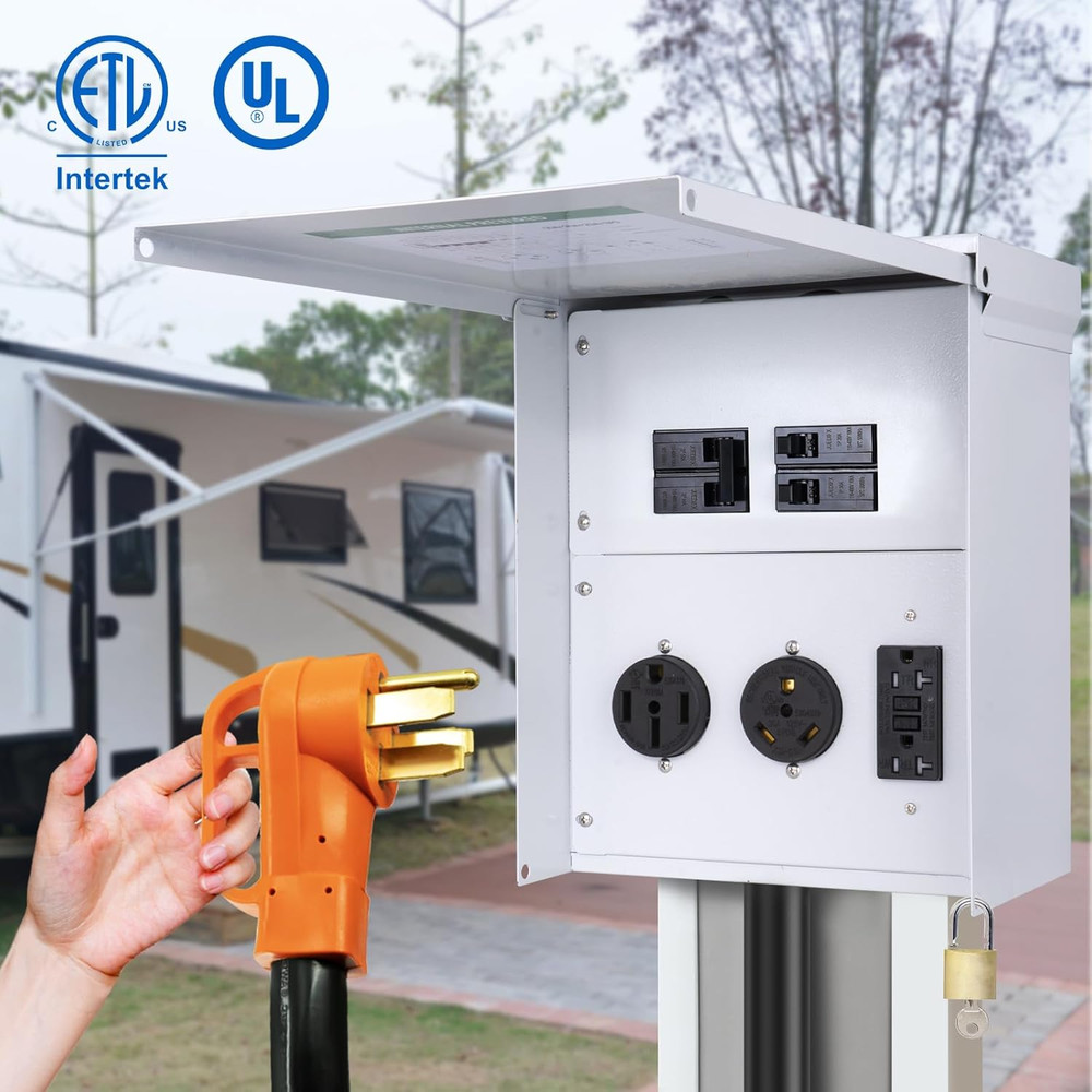 RV Electrical Outlet Panel, Temporary Power Outlet Panel with Surge Protection,
