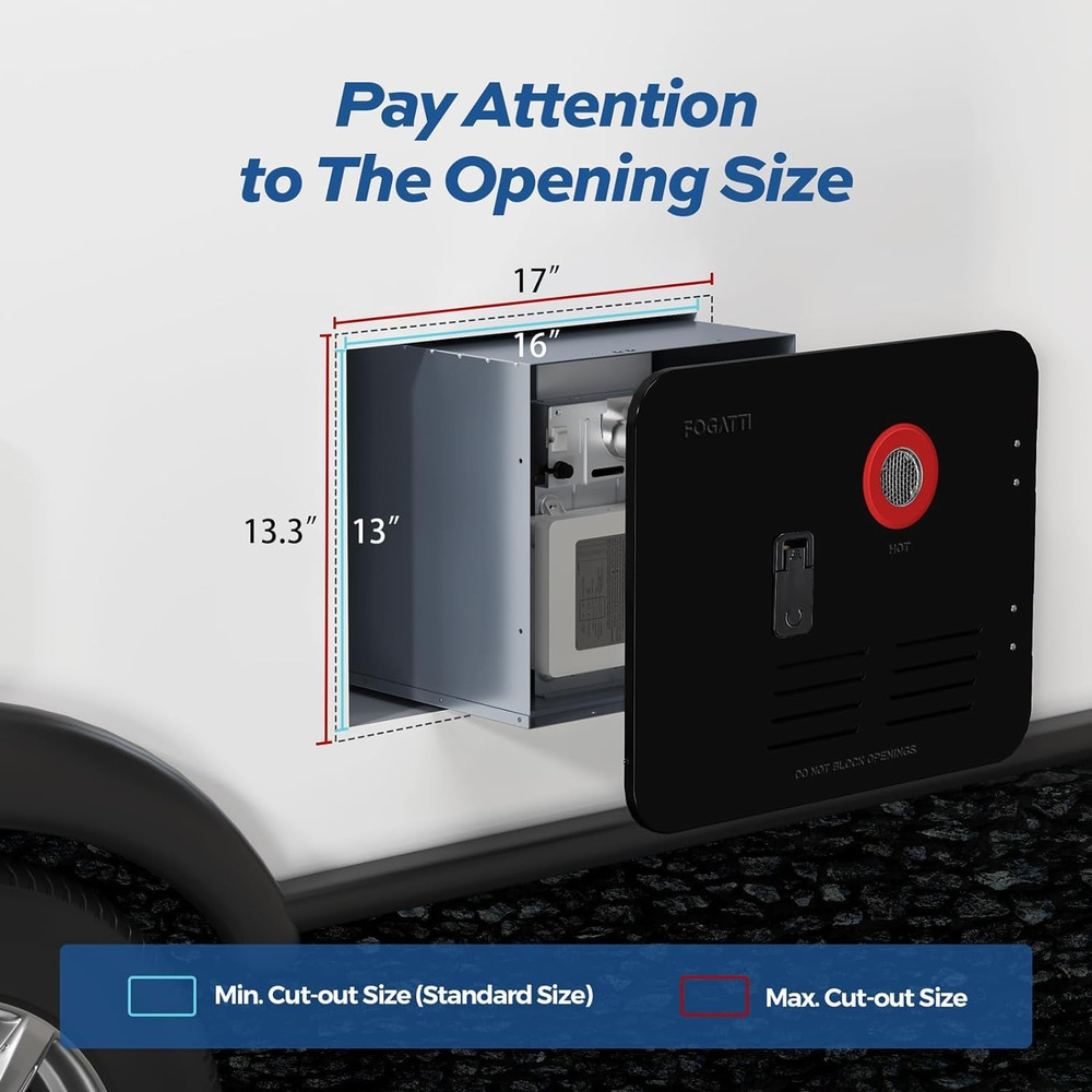 15" x 18" RV Water Heater Black Door with Ring - Durable & Stylish Accessory