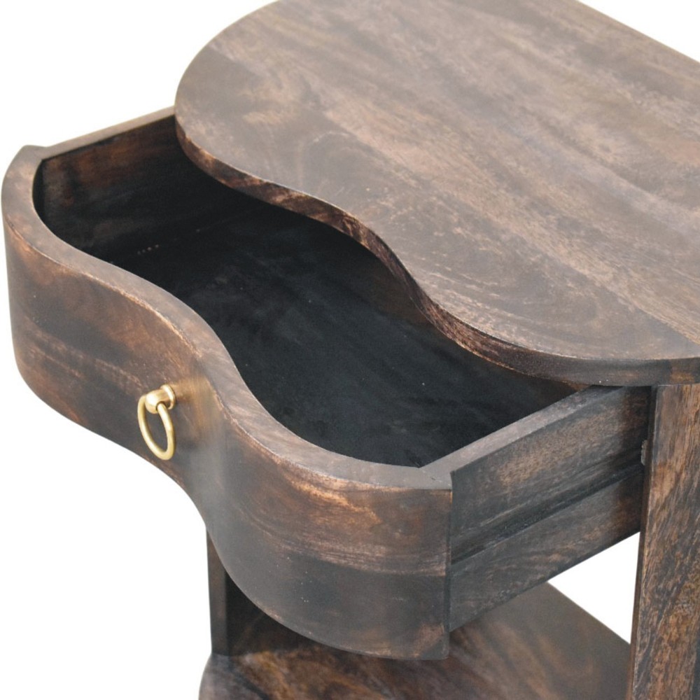 Solid Mango Wood Bedside Table, 1 Drawer, Modern Design, Fully Assembled