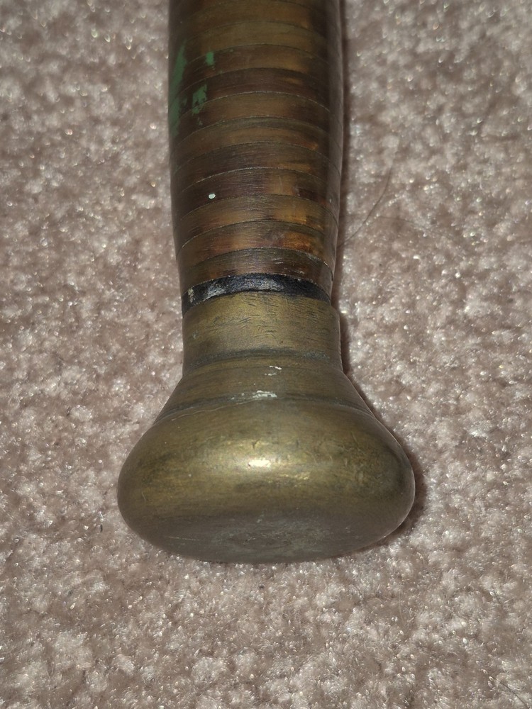 WW2?? Ka-bar Style Knife Solid Brass With Clear Layered Handle Very Solid Heavy