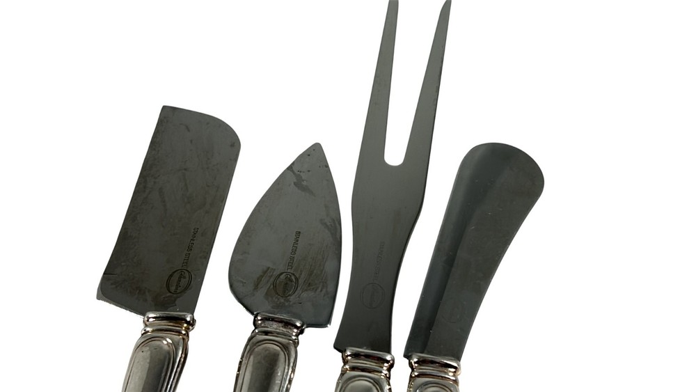 Sheratonn Silver Plate Handle Serving Flatware Set 4 Pieces Cheese Knife Fork