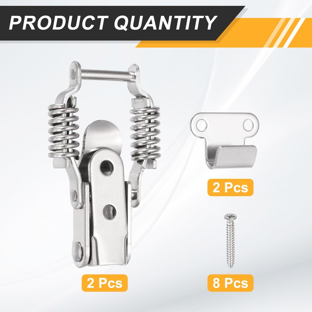 Stainless Steel Spring Loaded Toggle Latch, (S,Silver) (2 Pcs)