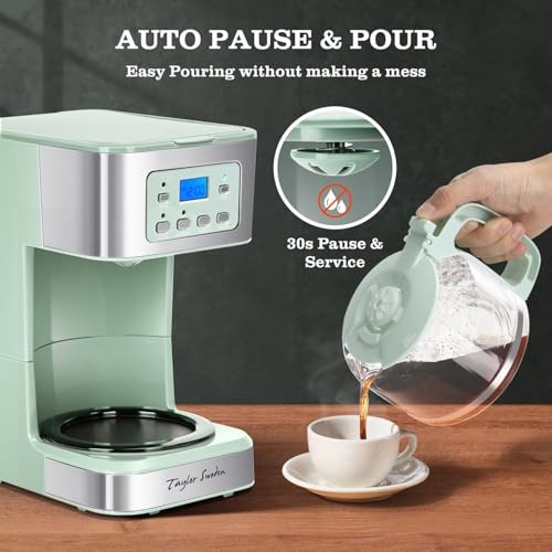 12-Cup Programmable Coffee Maker, Regular & Strong Brew Drip Coffee Green