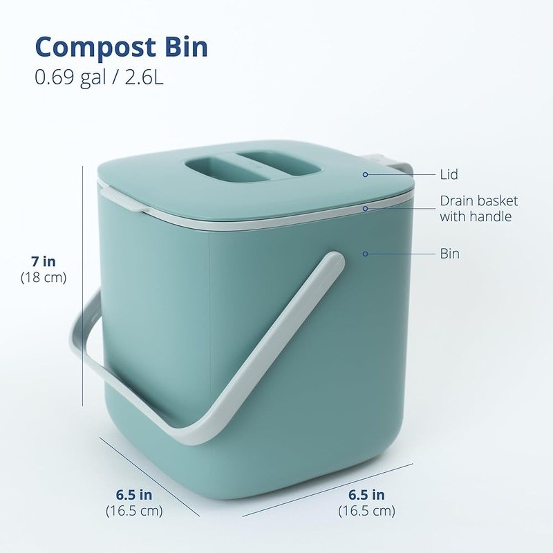 Compact Kitchen Compost Bin Odor Control Easy Clean Countertop Waste Container
