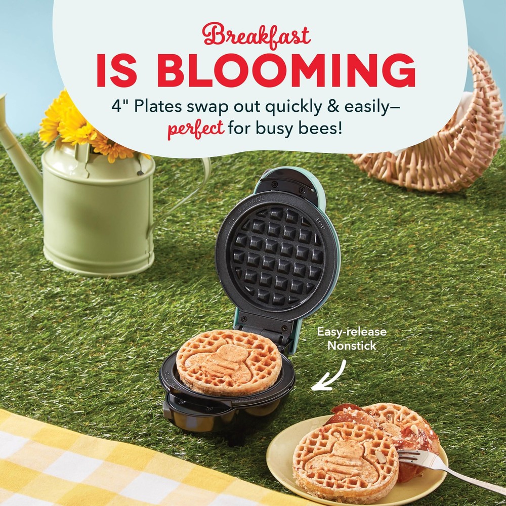 DASH MultiMaker® Mini System Two 4” Nonstick 2 Plates, Sunflower & Bee