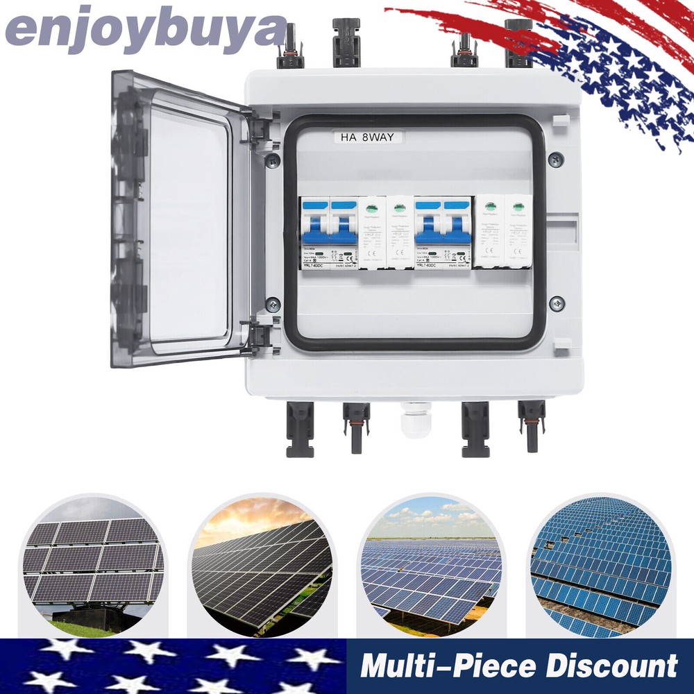 2 Strings Solar Combiner Box FIT Solar Panel Disconnect Switch Circuit Breaker