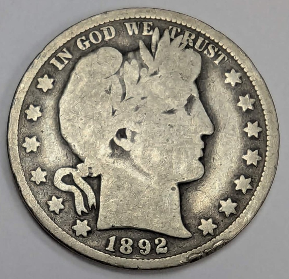 1892 Barber Half Dollar US Coin