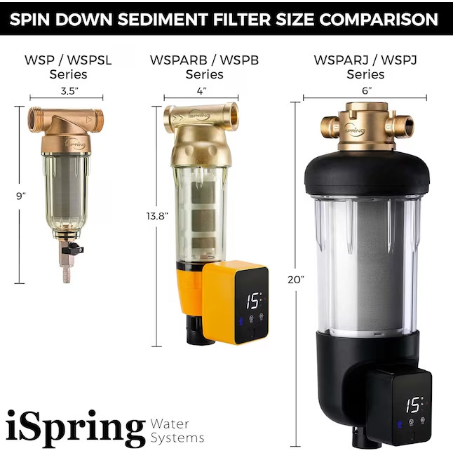 iSpring Jumbo Spin Down Prefilter 25 GPM 50 Micron Whole House Filter