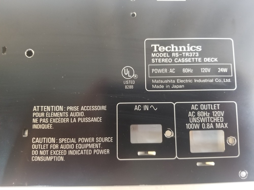 TECHNICS RS-TR373 Stereo Cassette Deck BACK METAL COVER
