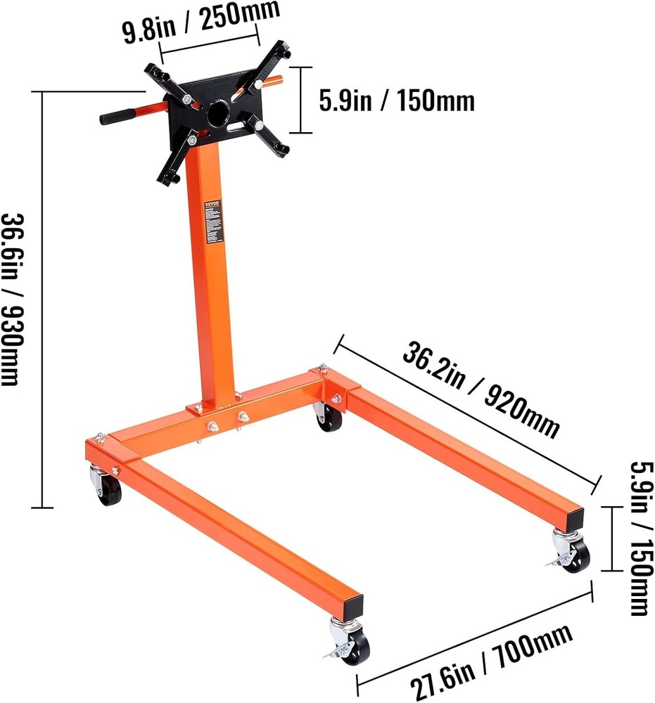 Versatile Engine Stand with Adjustable Arms and Quality Cast Iron Construction