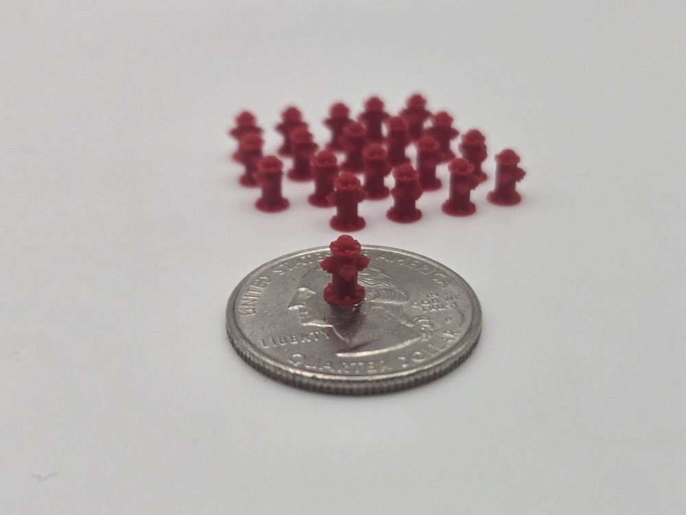 N Gauge  Fire Hydrant diorama accessory *20 Pack* in Red