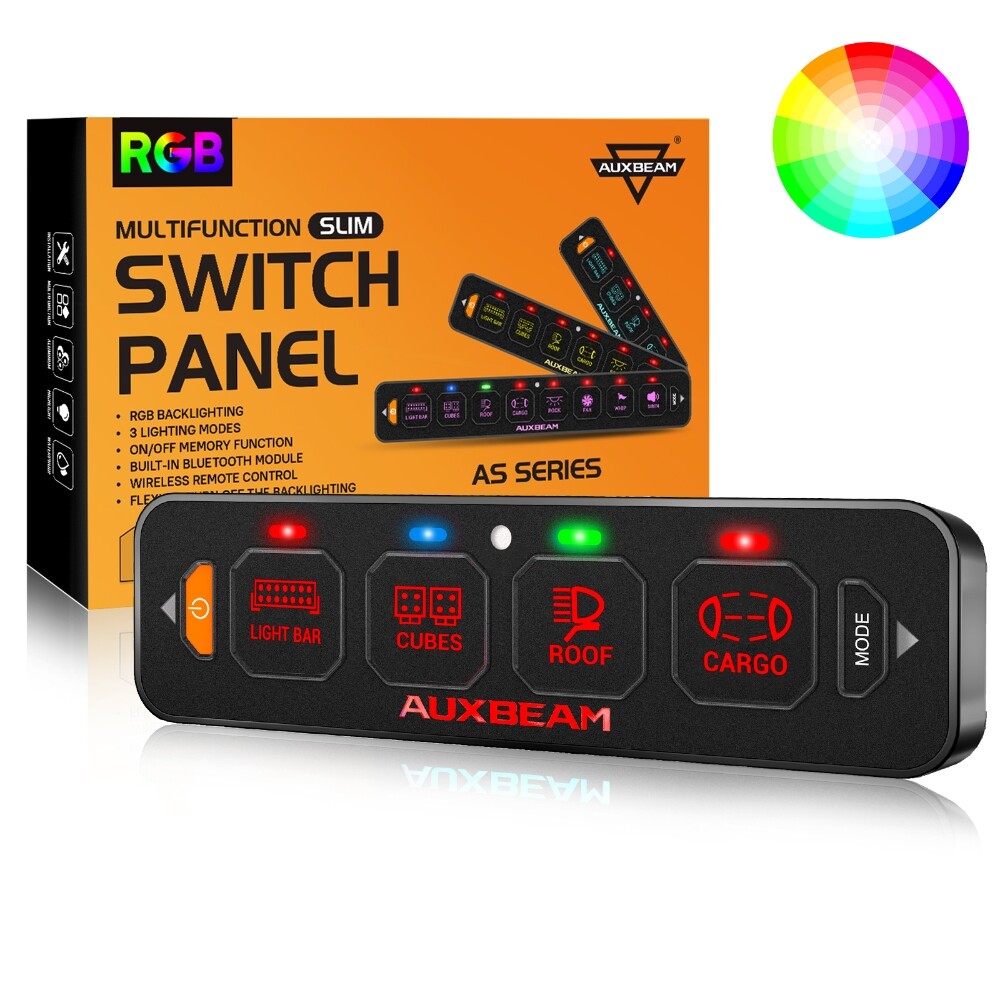 AUXBEAM ASR40 4 Gang RGB Switch Panel On-Off LED Light Circuit Control vs 8 Gang